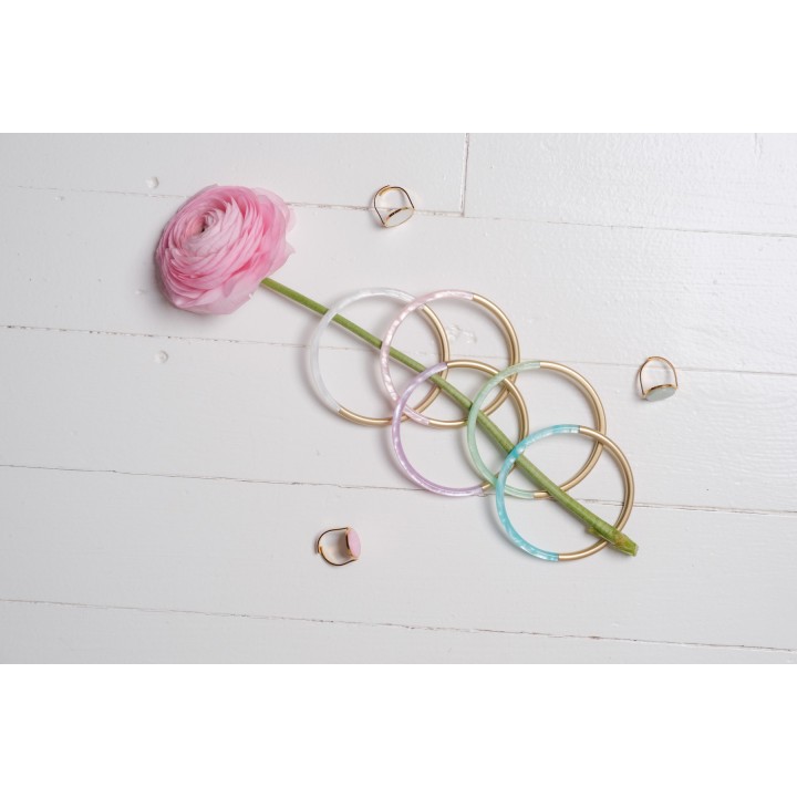 JONC RIGIDE COLORE GOLD ET BLANC PETIT PRIX