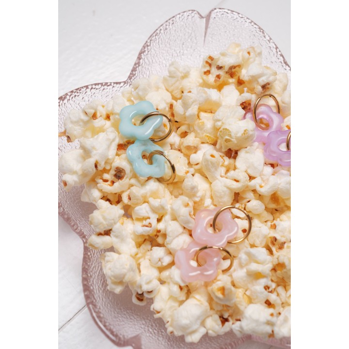 BOUCLES CREOLES FLEURS ROSES ACIER INOXYDABLE GOLD PETIT PRIX