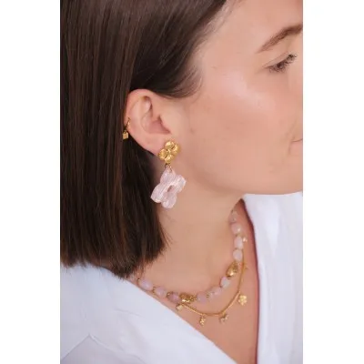 BOUCLES FLEUR ROSE ACIER INOXYDABLE GOLD PETIT PRIX