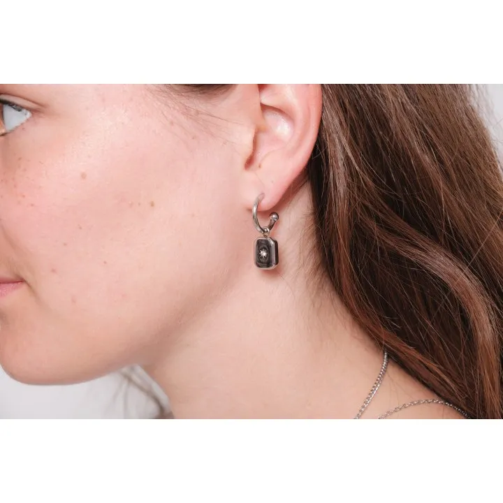BOUCLES ANNEAUX ENTRELACES ACIER INOXYDABLE SILVER PETIT PRIX