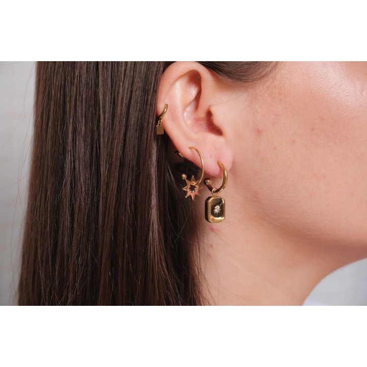 BOUCLES ANNEAUX ENTRELACES ACIER INOXYDABLE SILVER PETIT PRIX