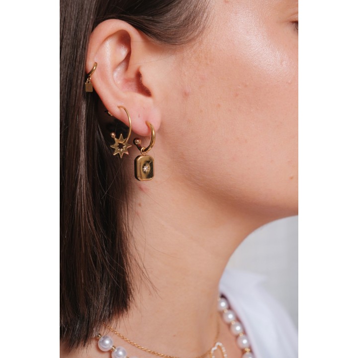 BOUCLES ANNEAUX ENTRELACES ACIER INOXYDABLE SILVER PETIT PRIX