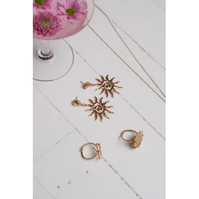 BOUCLES SOLEIL SPIRALE MARTELE ACIER INOXYDABLE GOLD PETIT PRIX