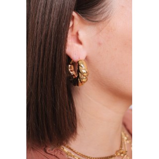 BOUCLES ANNEAUX ENTRELACES ACIER INOXYDABLE SILVER PETIT PRIX