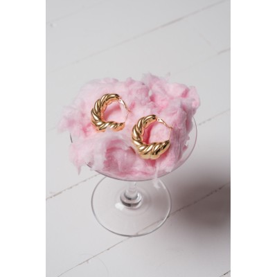 BOUCLES CREOLES TORSADEES ACIER INOXYDABLE GOLD PETIT PRIX