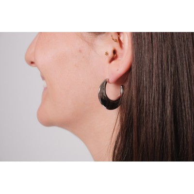 BOUCLES CREOLES LUNES MIROIR ACIER INOXYDABLE SILVER PETIT PRIX