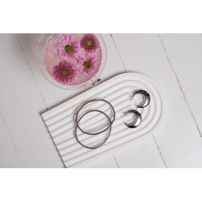 BOUCLES CREOLES LUNES MIROIR ACIER INOXYDABLE SILVER PETIT PRIX