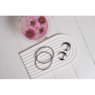 BOUCLES CREOLES LUNES MIROIR ACIER INOXYDABLE SILVER PETIT PRIX