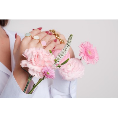 BAGUE PASTILLE RONDE ROSE ACIER INOXYDABLE GOLD PETIT PRIX