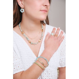 BAGUE PASTILLE RONDE VERTE ACIER INOXYDABLE GOLD PETIT PRIX