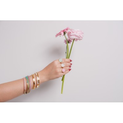 BAGUE PASTILLE RONDE VERTE ACIER INOXYDABLE GOLD PETIT PRIX