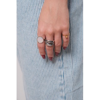 BAGUE PASTILLE RONDE NACRE ACIER INOXYDABLE SILVER PETIT PRIX