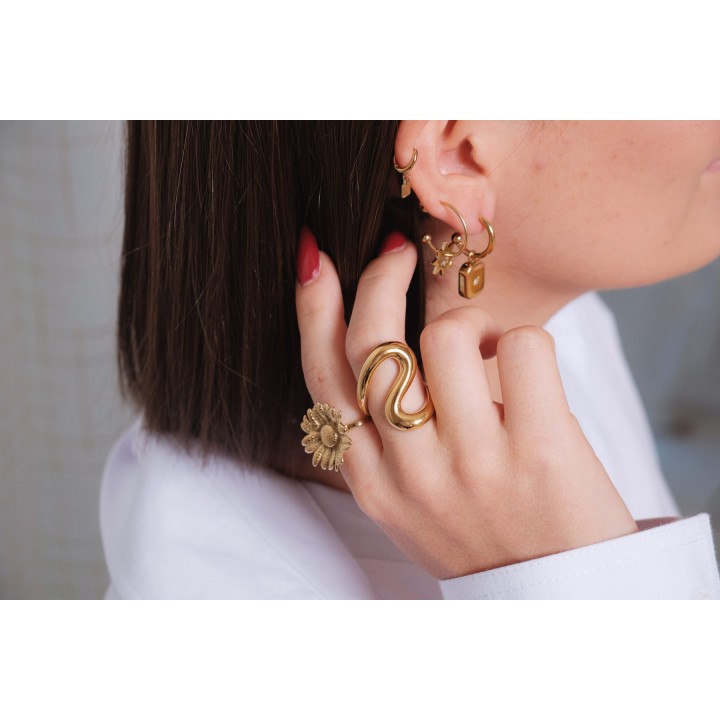 BAGUE RONDE MARTELEE ACIER INOXYDABLE GOLD PETIT PRIX