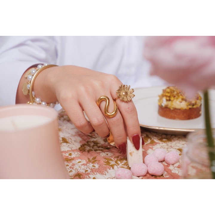 BAGUE RONDE MARTELEE ACIER INOXYDABLE GOLD PETIT PRIX
