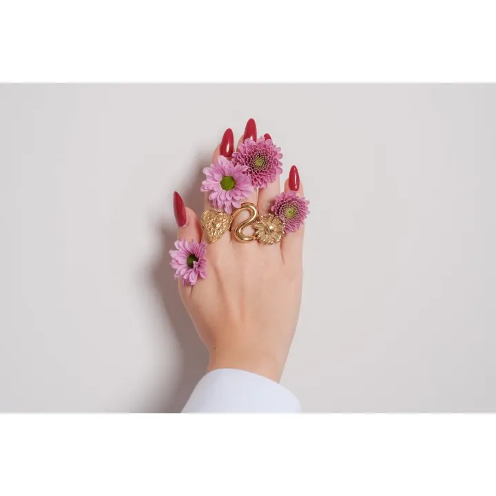 BAGUE RONDE MARTELEE ACIER INOXYDABLE GOLD PETIT PRIX
