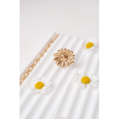 BAGUE RONDE MARTELEE ACIER INOXYDABLE GOLD PETIT PRIX