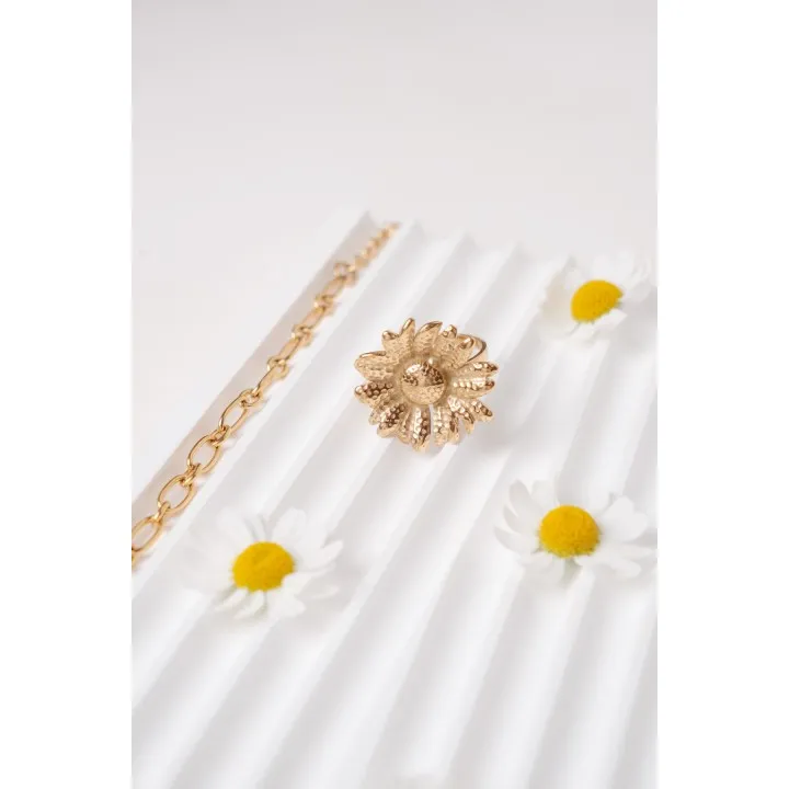 BAGUE RONDE MARTELEE ACIER INOXYDABLE GOLD PETIT PRIX