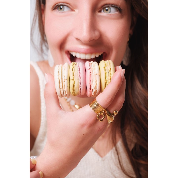 BAGUE LARGE TREFLE ACIER INOXYDABLE GOLD PETIT PRIX