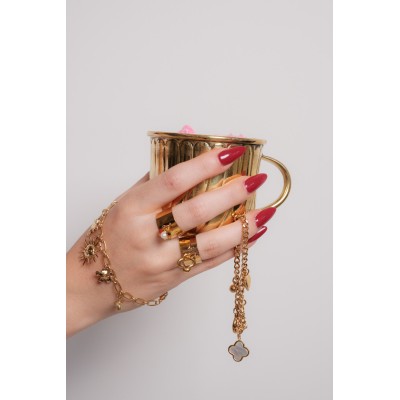 BAGUE RONDE MARTELEE ACIER INOXYDABLE GOLD PETIT PRIX