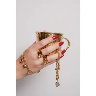 BAGUE RONDE MARTELEE ACIER INOXYDABLE GOLD PETIT PRIX