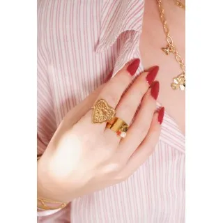 BAGUE RONDE MARTELEE ACIER INOXYDABLE GOLD PETIT PRIX