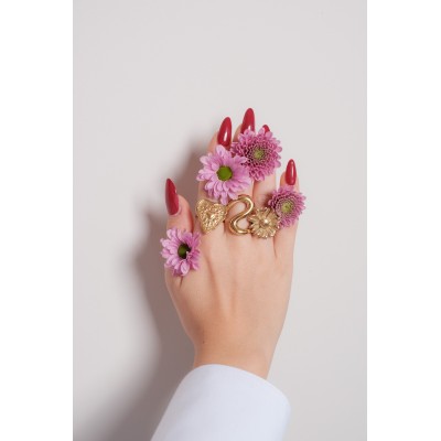 BAGUE COEUR MARTELE ACIER INOXYDABLE GOLD PETIT PRIX
