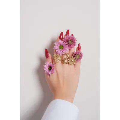 BAGUE COEUR MARTELE ACIER INOXYDABLE GOLD PETIT PRIX
