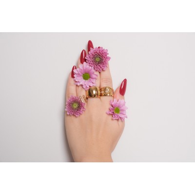 BAGUE ANNEAUX ENTRELACES ACIER INOXYDABLE GOLD PETIT PRIX