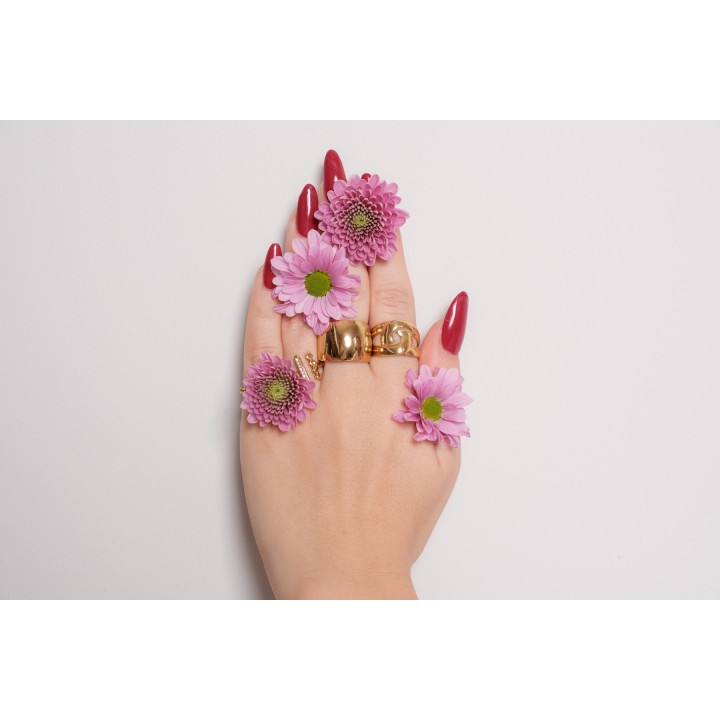 BAGUE ANNEAUX ENTRELACES ACIER INOXYDABLE GOLD PETIT PRIX