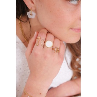 BAGUE RONDE MARTELEE ACIER INOXYDABLE GOLD PETIT PRIX