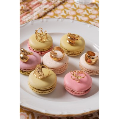BAGUE COEURS BOUT A BOUT ACIER INOXYDABLE GOLD PETIT PRIX