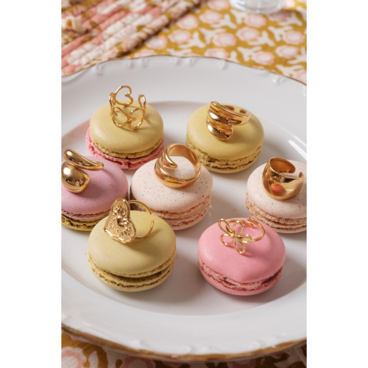 BAGUE COEURS BOUT A BOUT ACIER INOXYDABLE GOLD PETIT PRIX