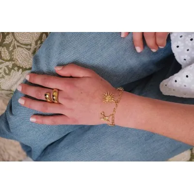 BAGUE RONDE MARTELEE ACIER INOXYDABLE GOLD PETIT PRIX