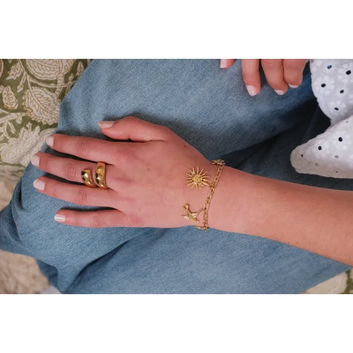 BAGUE RONDE MARTELEE ACIER INOXYDABLE GOLD PETIT PRIX
