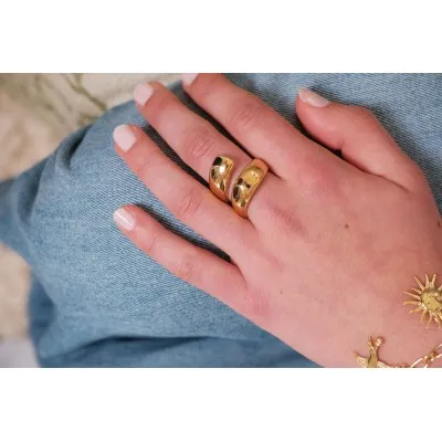 BAGUE ANNEAU EN SPIRALE ACIER INOXYDABLE GOLD PETIT PRIX