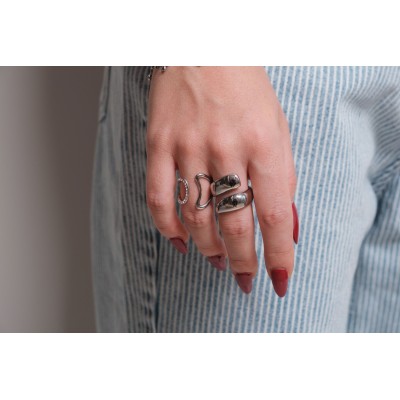 BAGUE RONDE MARTELEE ACIER INOXYDABLE GOLD PETIT PRIX