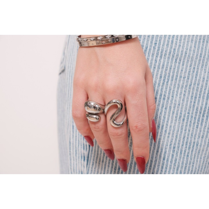 BAGUE RONDE MARTELEE ACIER INOXYDABLE GOLD PETIT PRIX