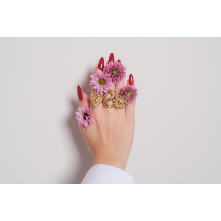 BAGUE RONDE MARTELEE ACIER INOXYDABLE GOLD PETIT PRIX