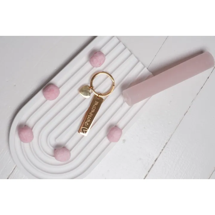 PORTE CLEFS COEUR RECTANGLE PERSONNALISABLE ACIER INOXYDABLE GOLD