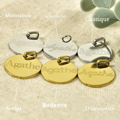 JONC NOEUD MEDAILLE RONDE PERSONNALISABLE ACIER INOXYDABLE GOLD