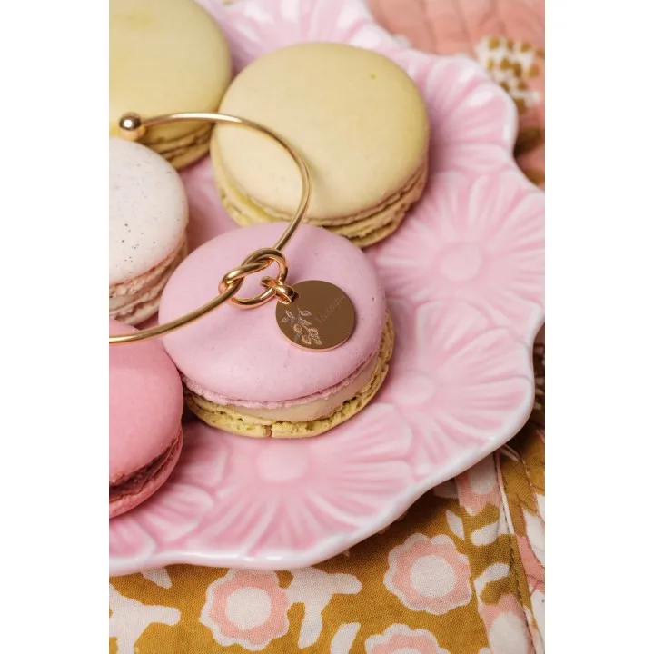 JONC NOEUD MEDAILLE RONDE PERSONNALISABLE ACIER INOXYDABLE GOLD