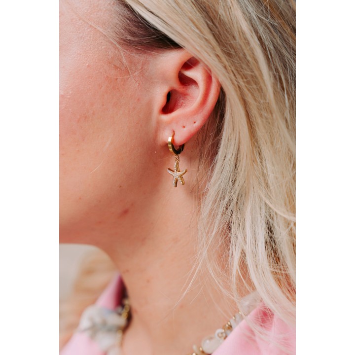 CREOLE ETOILE DE MER STRASS ACIER INOXYDABLE GOLD PETIT PRIX