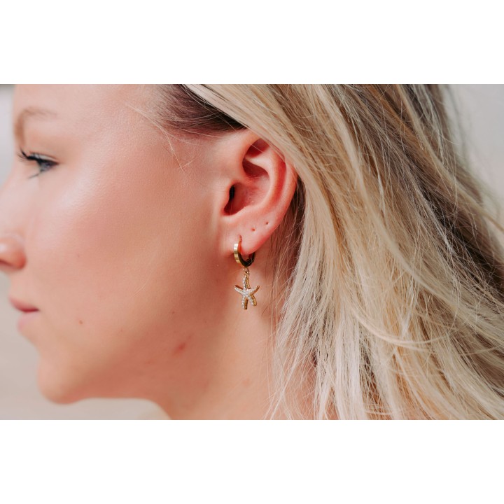 CREOLE ETOILE DE MER STRASS ACIER INOXYDABLE GOLD PETIT PRIX