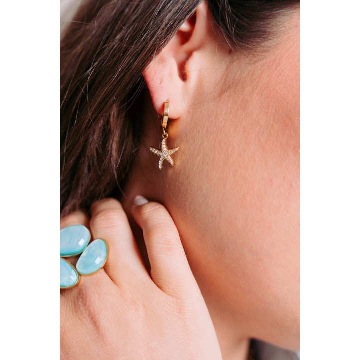 CREOLE ETOILE DE MER STRASS ACIER INOXYDABLE GOLD PETIT PRIX
