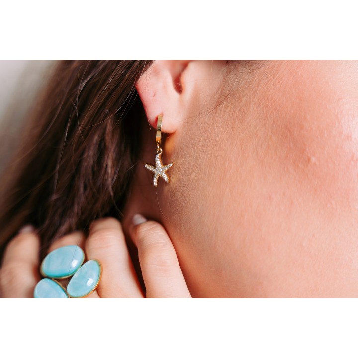 CREOLE ETOILE DE MER STRASS ACIER INOXYDABLE GOLD PETIT PRIX