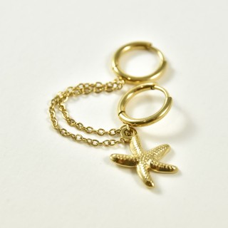BOUCLE DOUBLE ETOILE DE MER ACIER INOXYDABLE GOLD PETIT PRIX