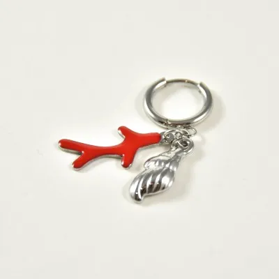 BOUCLE CORAIL ET COQUILLAGE ACIER INOXYDABLE SILVER PETIT PRIX