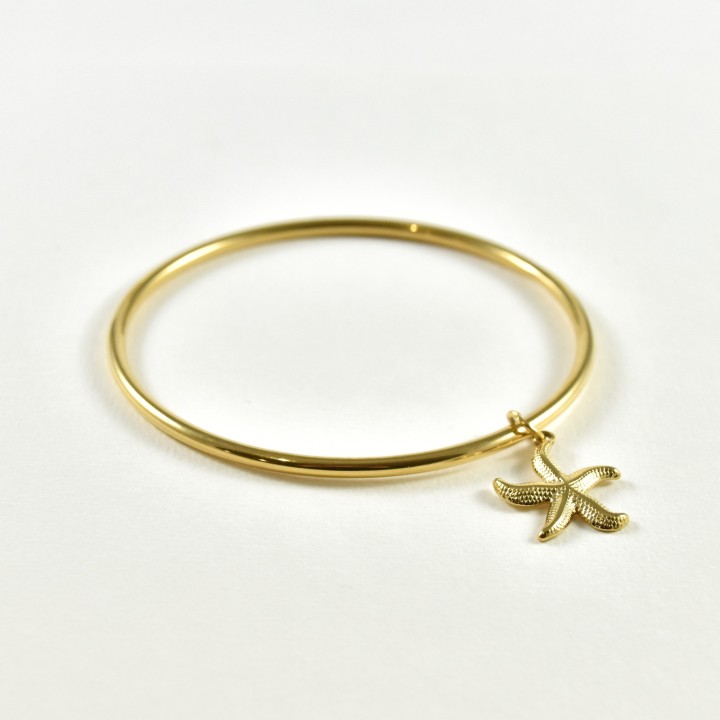 JONC FIN PAMPILLE ETOILE DE MER ACIER INOXYDABLE GOLD PETIT PRIX