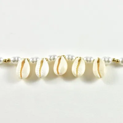 BRACELET PERLES GRIS METALLISE MEDAILLON ACIER INOX GOLD PETIT PRIX