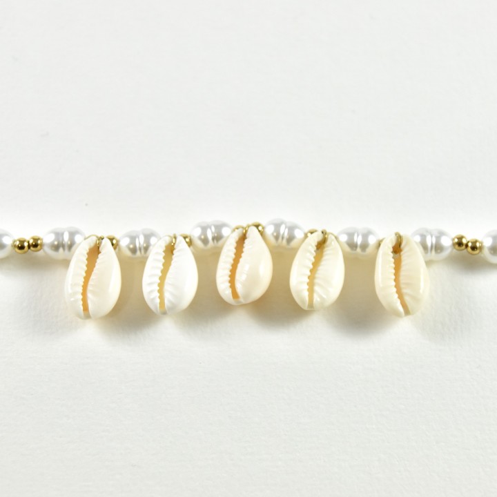 BRACELET NACRES CAURIS ACIER INOXYDABLE GOLD PETIT PRIX